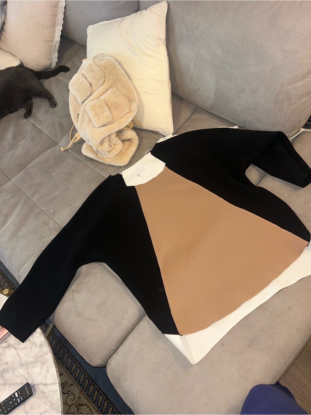 Derek Lam Black and Camel Colorblock Top (size 10 aka Large)